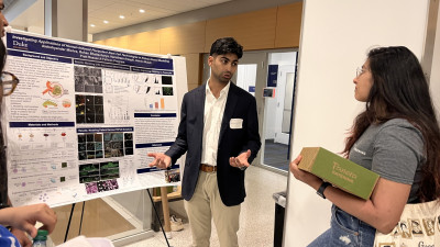 Alek Mishra, A Musah Lab undergraduate, presenting his poster for the Graduation with honors/departmental distinction poster session